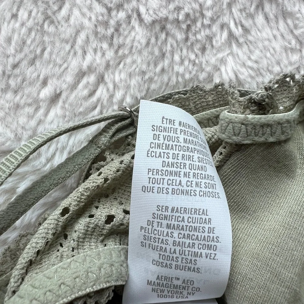 Aerie Women Sage Green Floral Crochet Lace Longline Bralette 3358-341 Small NWT